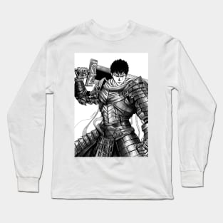 black swordsman knight ecopop in metal monster armor art Long Sleeve T-Shirt
